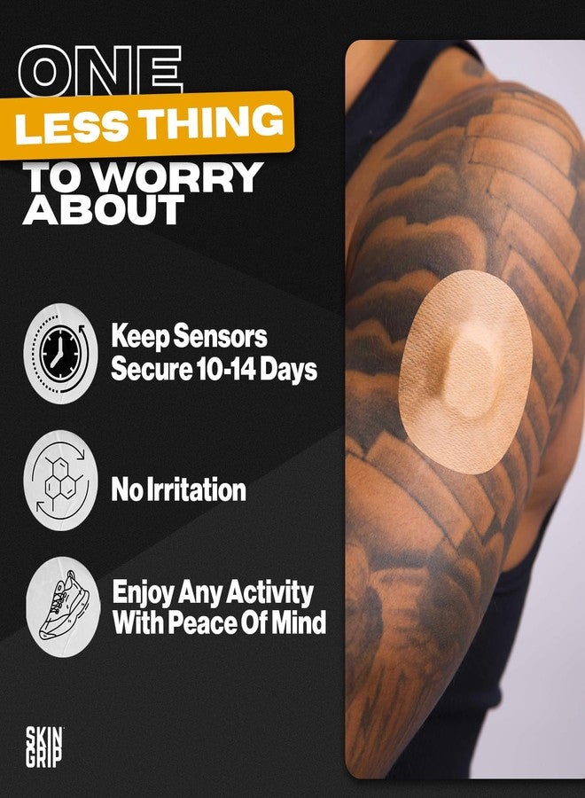 Skin Grip MAX Freestyle Libre 2 Sensor Covers Waterproof, Non-Fraying, Extreme CGM Tape, Continuous Glucose Monitor Patch, Libra Sensor Protection Covers, 10-Pack, Tan - Image 4